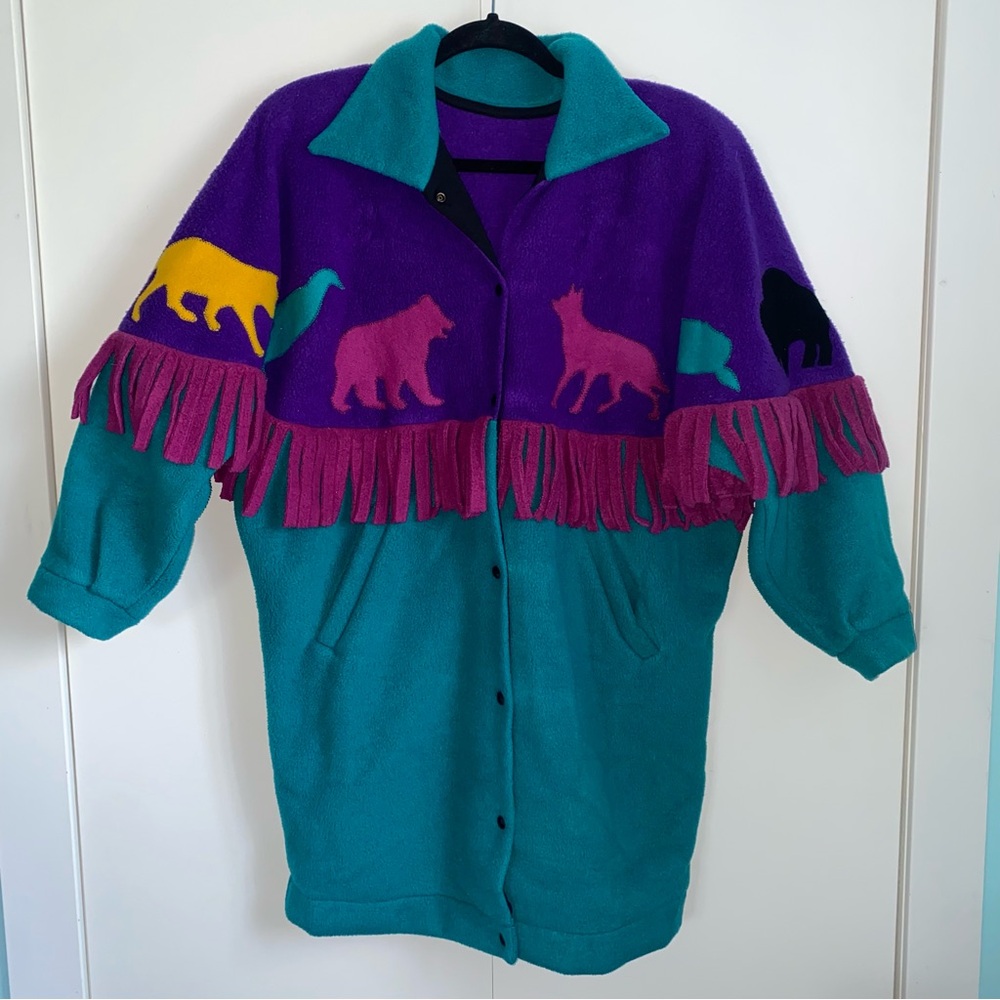 Vintage Cindy Owings Designs, Inc. Multi-Color Animal Coat